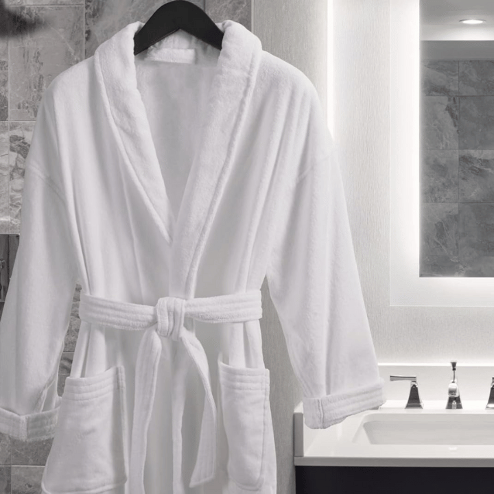 White Lush Robe with Shawl Collar
